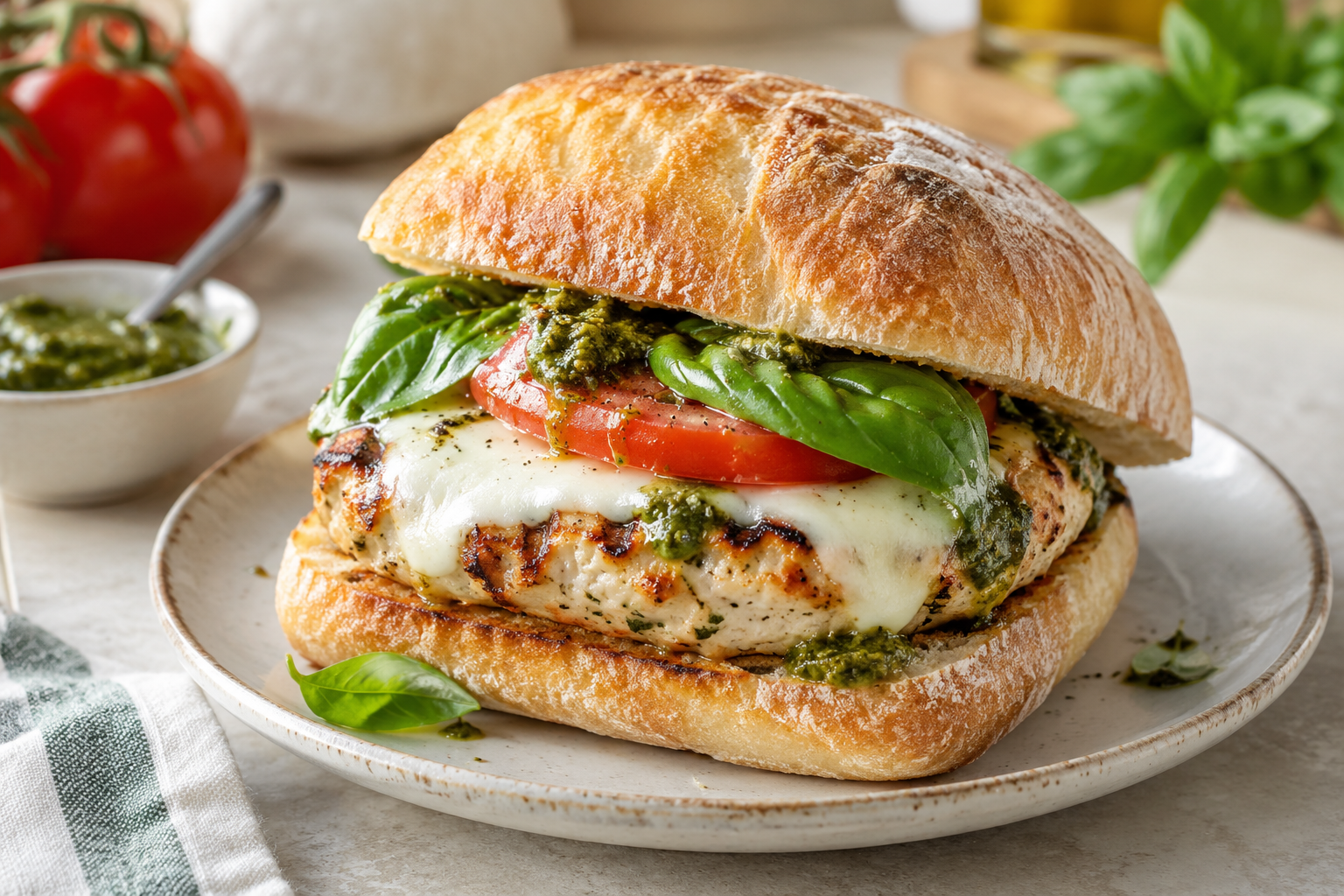 Pesto Chicken Burgers