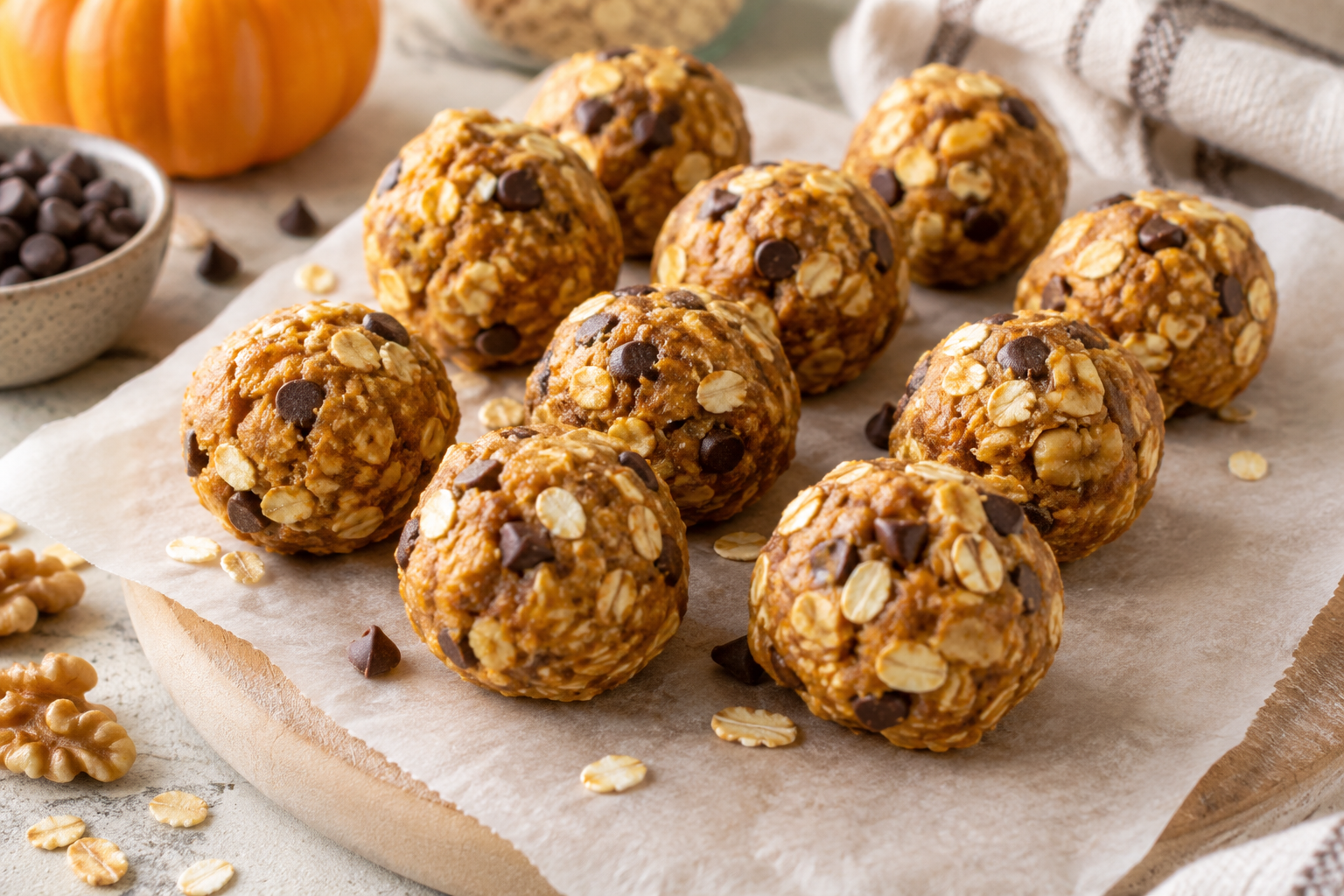 AI illustration of pumpkin chocolate chip balls.
