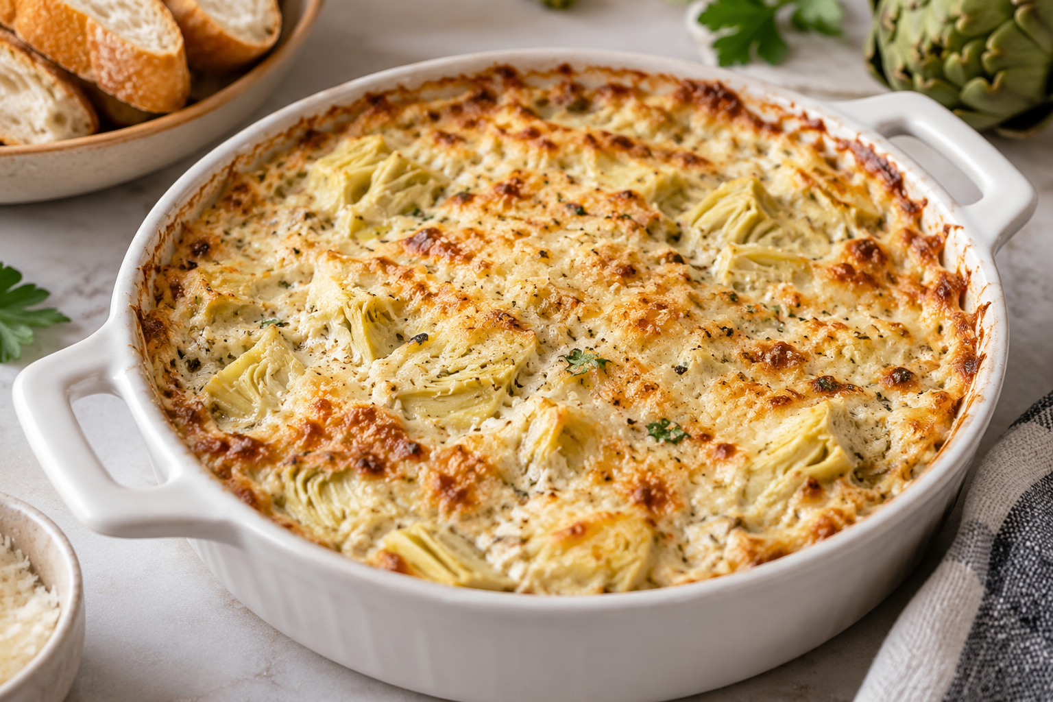 AI illustration of simple artichoke dip.